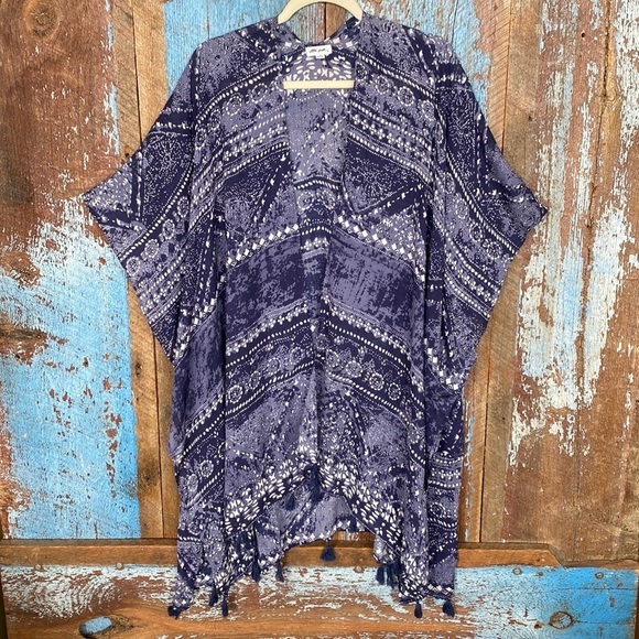Ultra Pink Tops - Ultra Pink Blue Boho Kimono Top Festival Western Size 1X